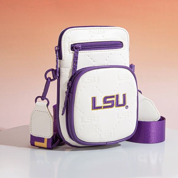 LSU Fighting Tigers NCAA Crossbody Bag w/ Keychain *New w/ Tags & Dustbag - Picture 3 of 8